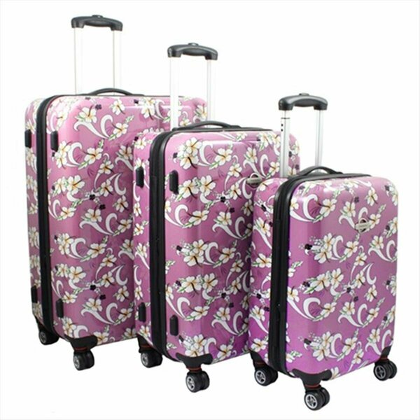 World Traveler Tropical Flower Expandable Hardside Spinner Luggage Set- Pink - 3 Piece 730088-PINK